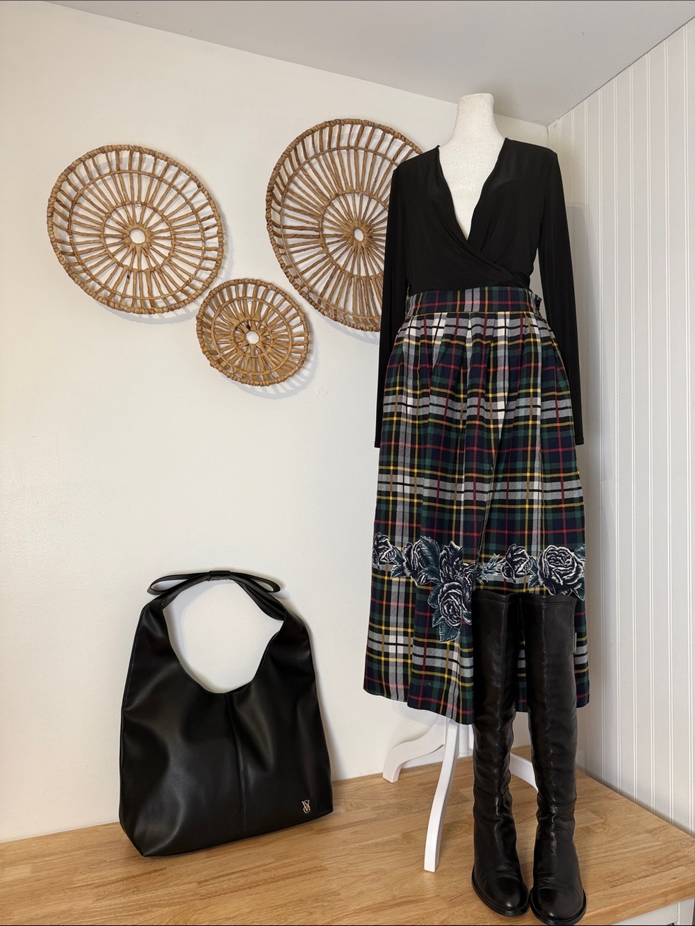 Vintage union made JH Collectibles Plaid Midi Skirt